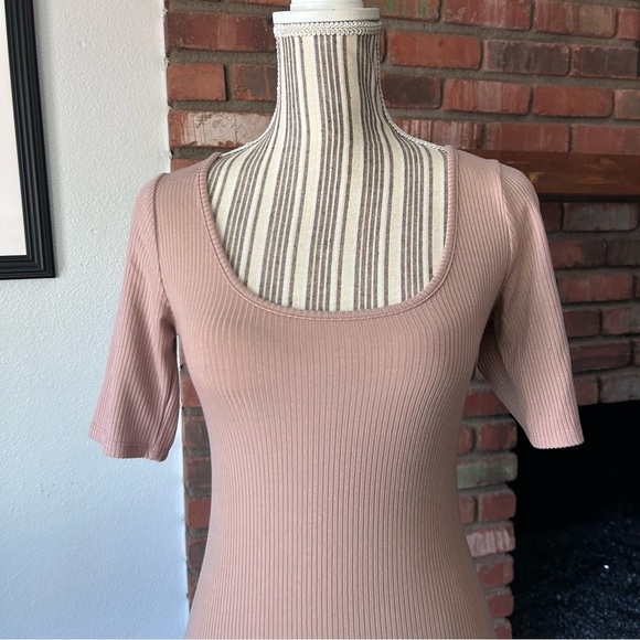 Reformation Gigi Ribbed Knit Mini Dress in Blush Pink Sz S - Picture 5 of 10